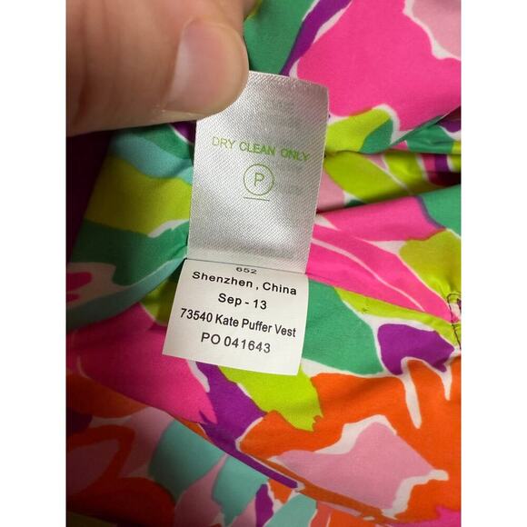 Lilly Pulitzer Kate Purple Gold Puffer Vest Floral Lining - Small Style 73540 - Picture 7 of 9